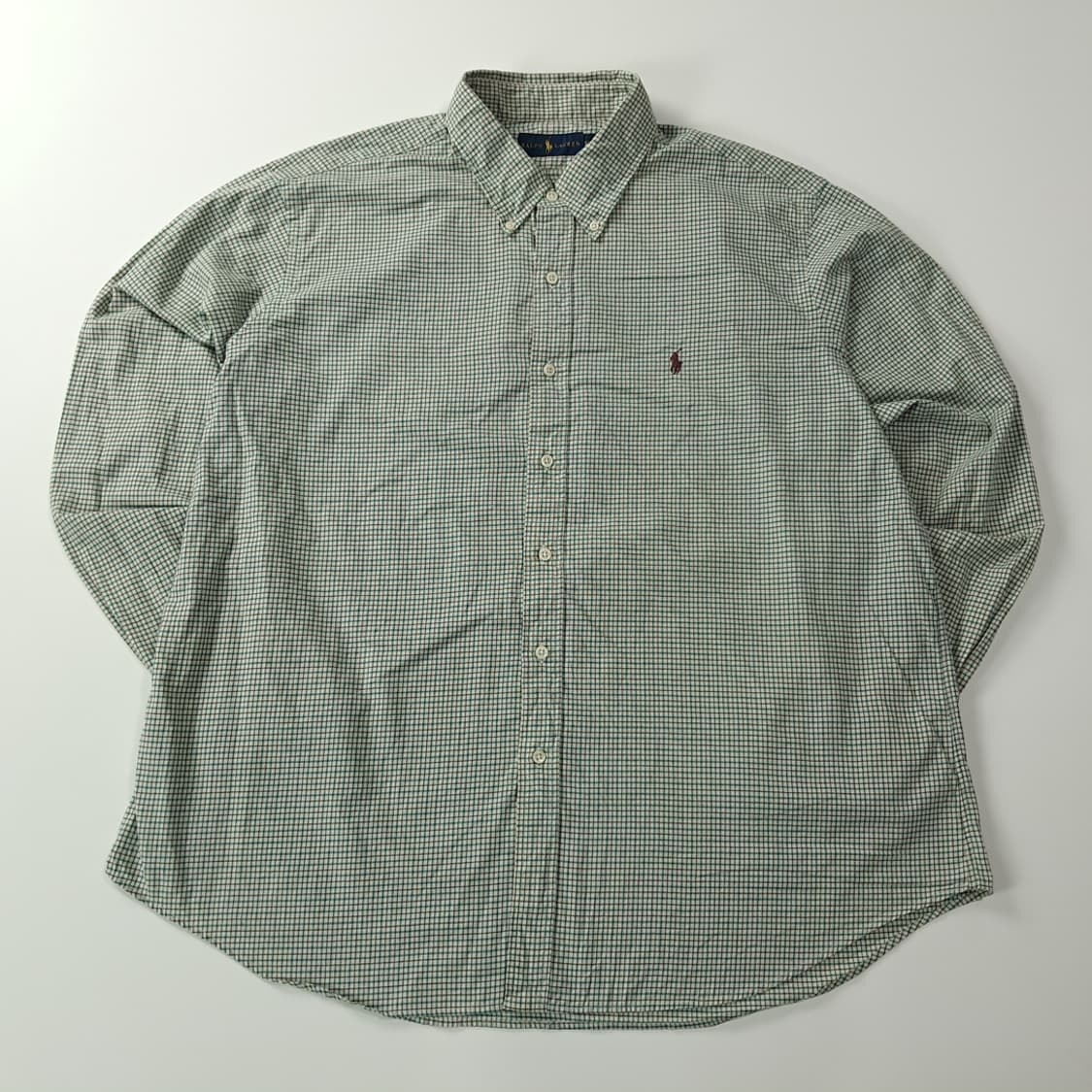 CK713 2XL 폴로 90s 그린브라운 마이크로체크 셔츠 남방 상품이미지1