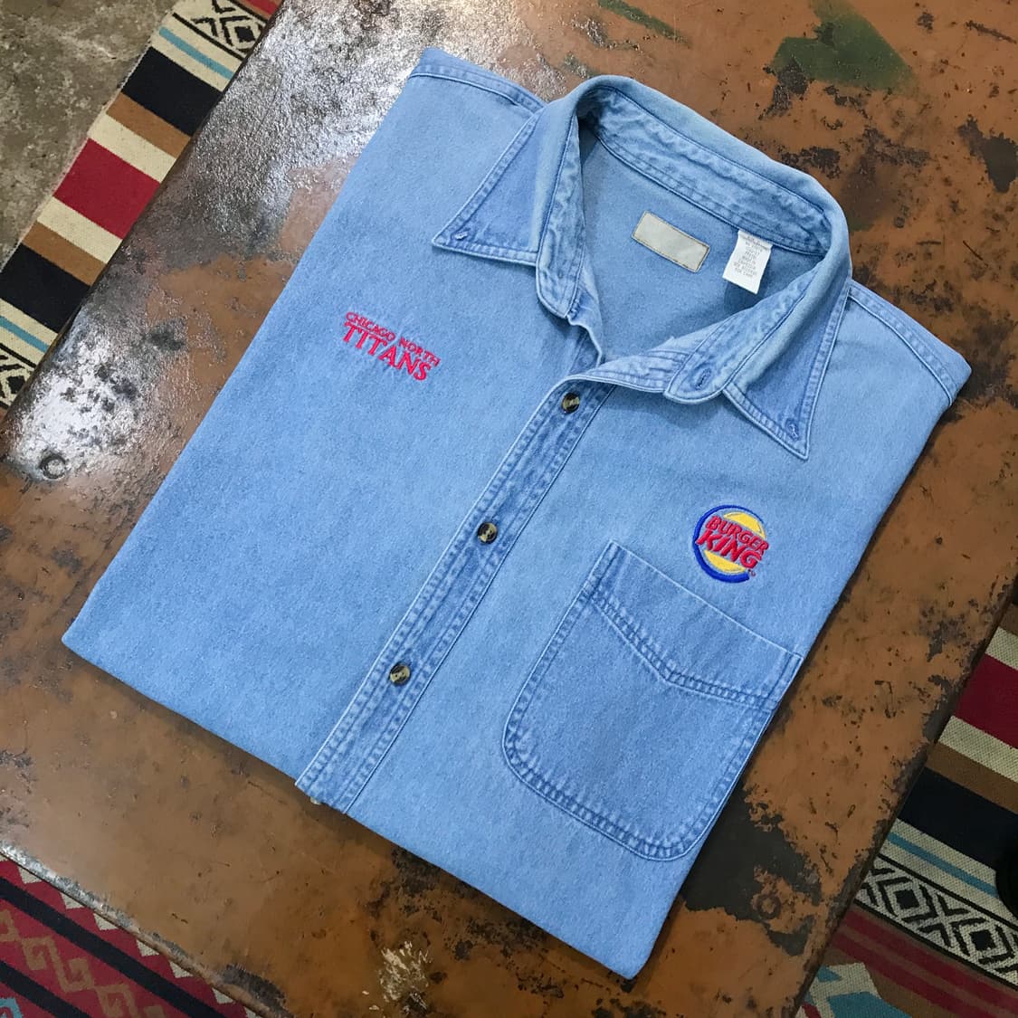 빈티지 중청 데님 컴퍼니 셔츠 청남방 남성 115 빅사이즈 상품이미지1