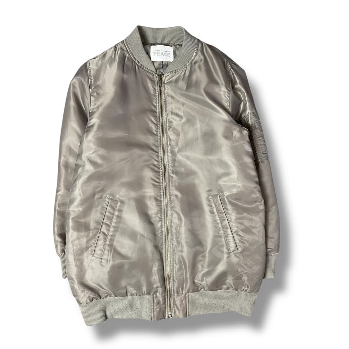 PEACE 회색 나일론 MA-1 항공 점퍼 상품이미지1