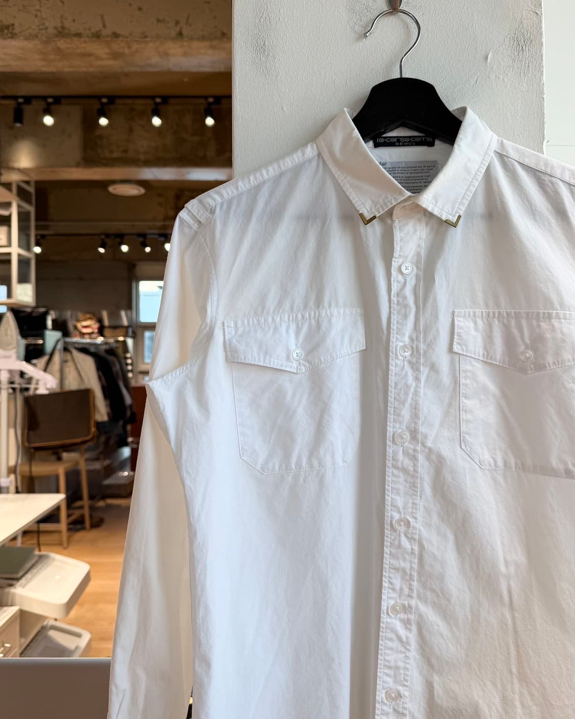 컬러 화이트 포켓 코튼 셔츠 상품이미지4