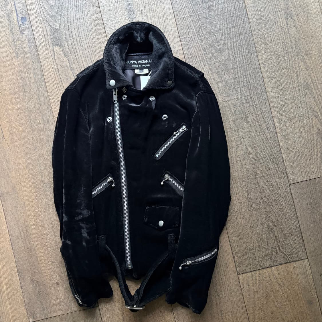 Velour Diagonal Zipper Rider Jacket 상품이미지6