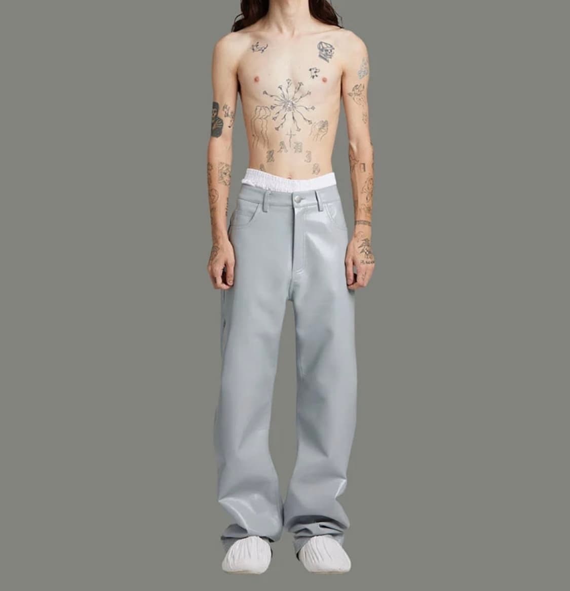 (M) 엔타이어스튜디오 WET 레더 팬츠 와이드 상품이미지1