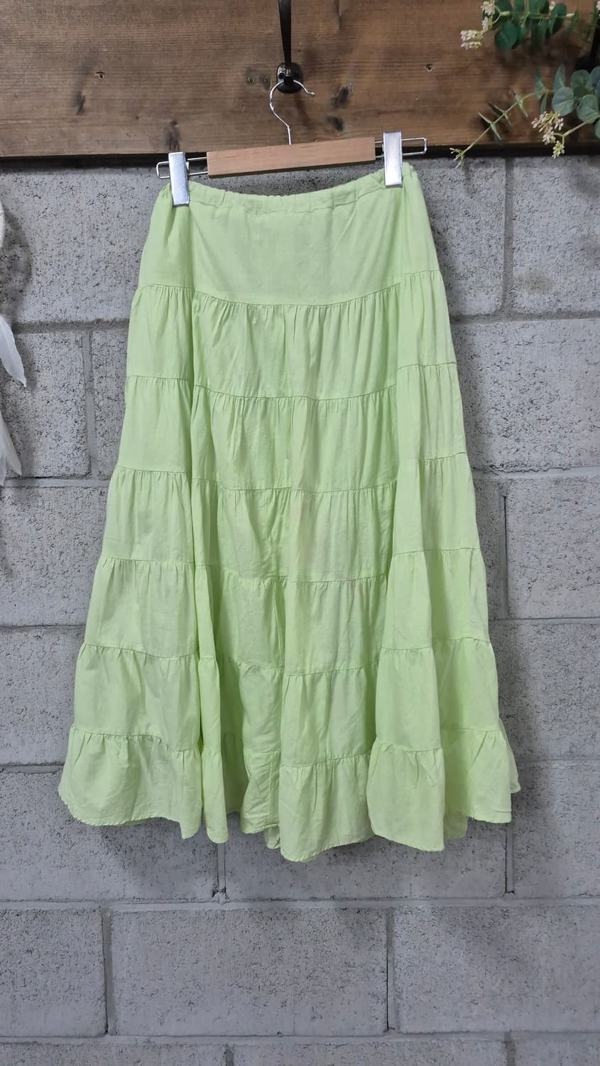 빈티지 연두 캉캉 면 스커트 모리걸 하구미룩  상품이미지3