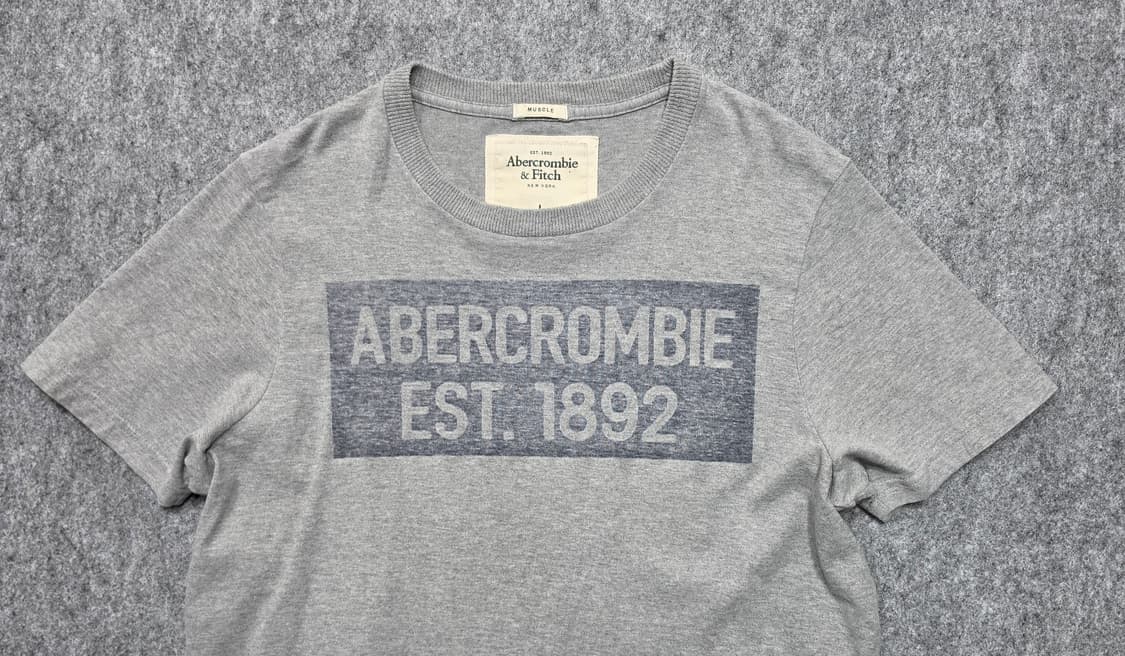 아베크롬비 Y2K 1982 스펠로고 반팔티 그레이 L 상품이미지3