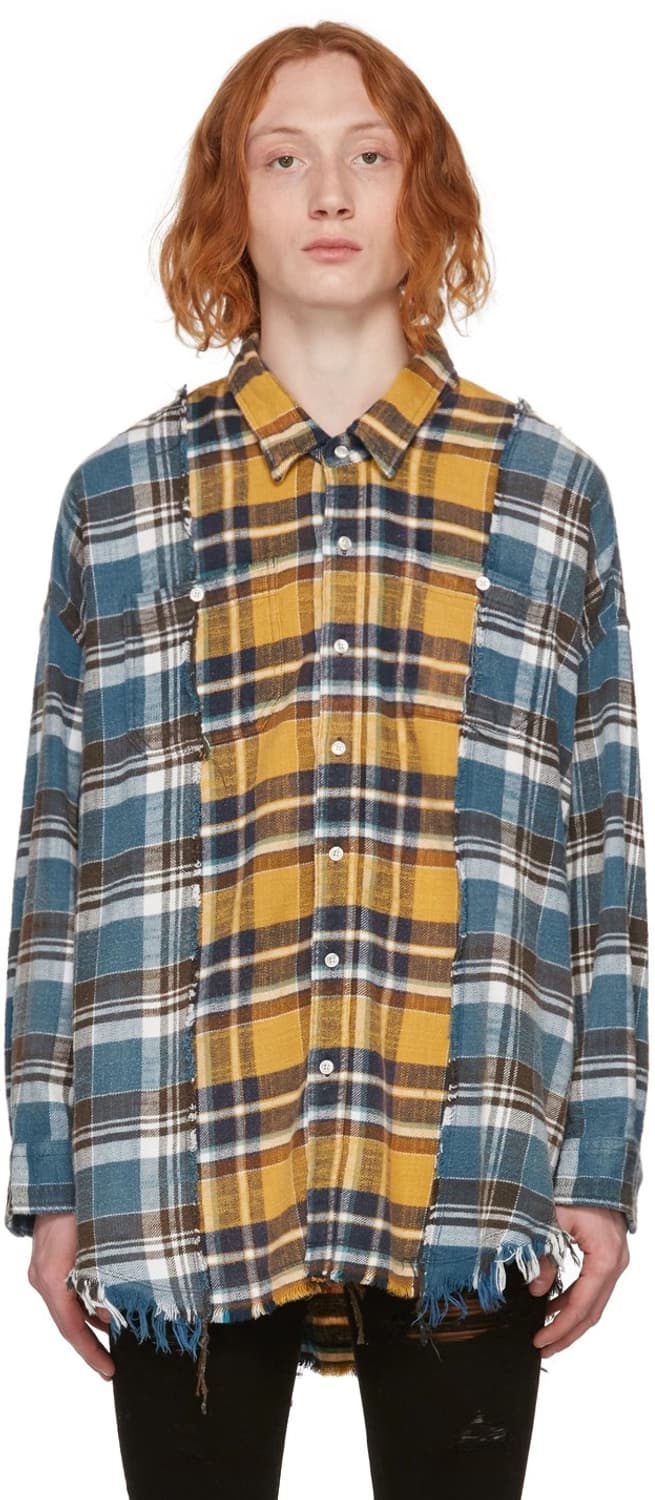 R13 블루&옐로우 드롭넥 콤보 워크셔츠 상품이미지2