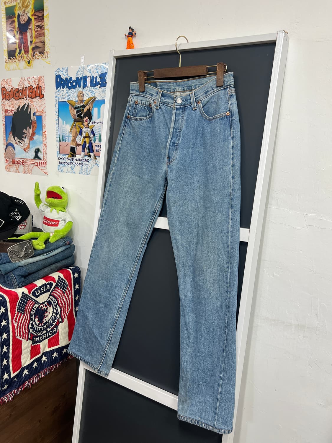 90s USA Levis 리바이스 501 스트레이트 연청 데님 팬츠 상품이미지9