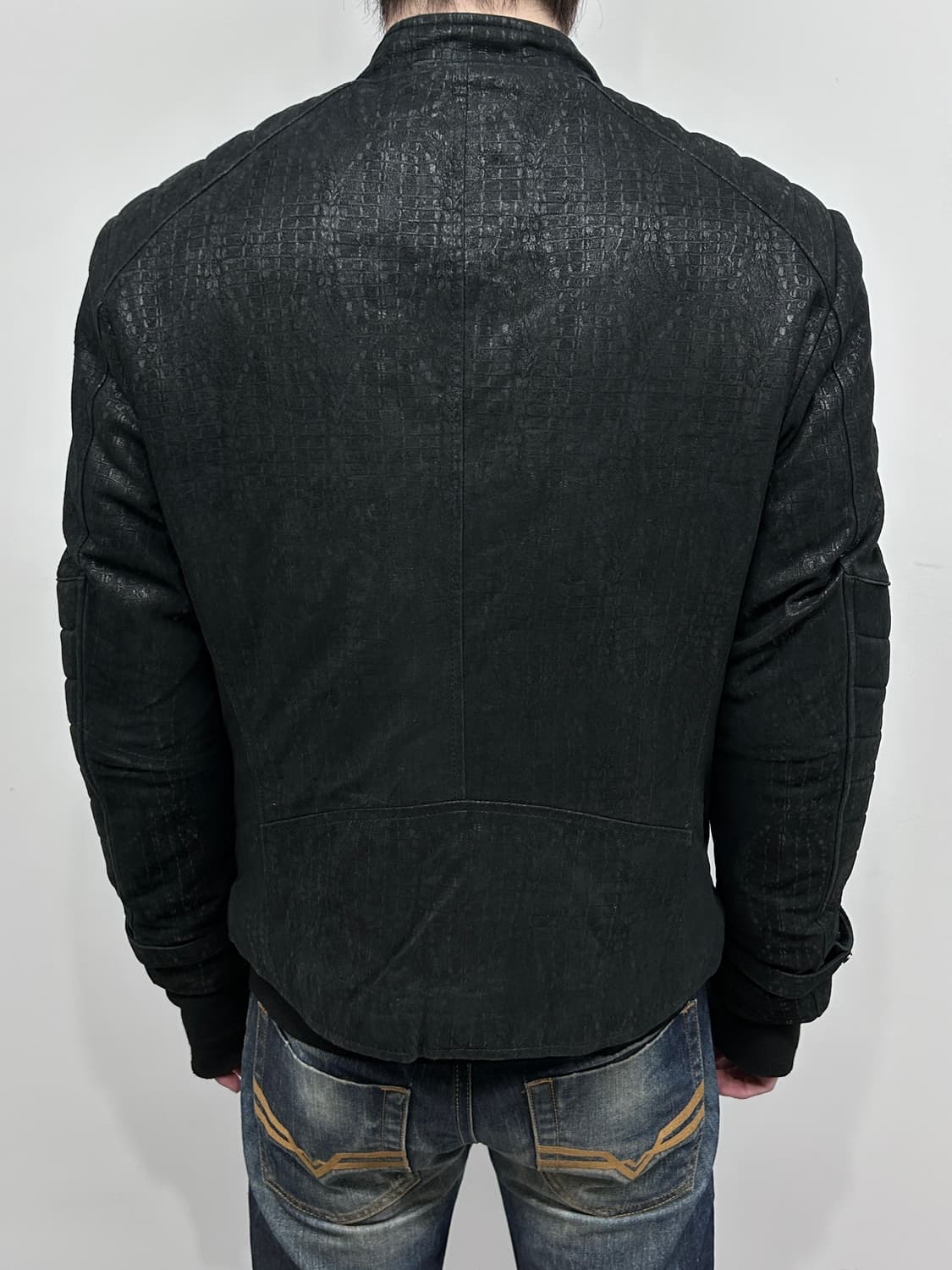 발망 스타일/퀼티드 파이톤 바이커 자켓 상품이미지6