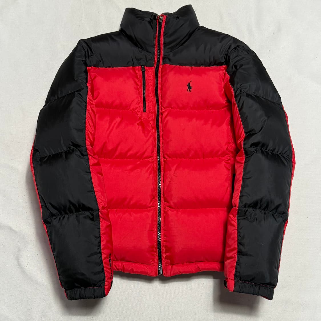 S 폴로랄프로렌 레드 블랙 배색 덕다운 패딩 상품이미지2