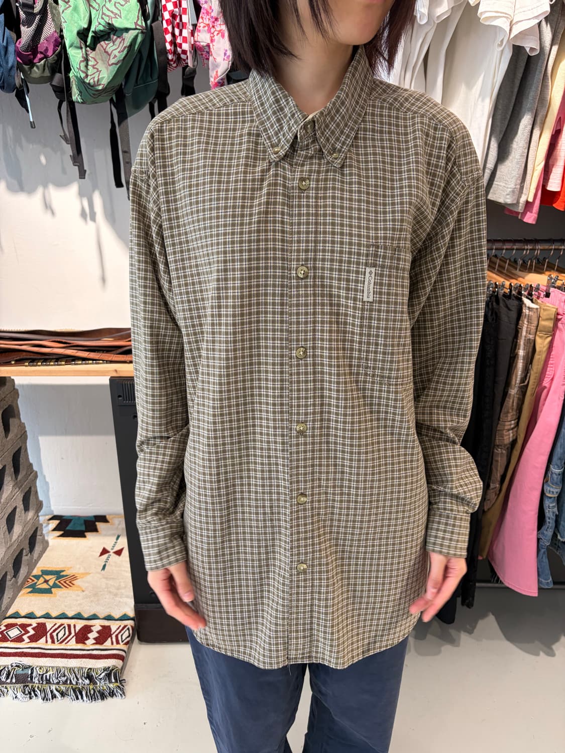 Columbia 올리브 체크 긴팔 셔츠 L 상품이미지1