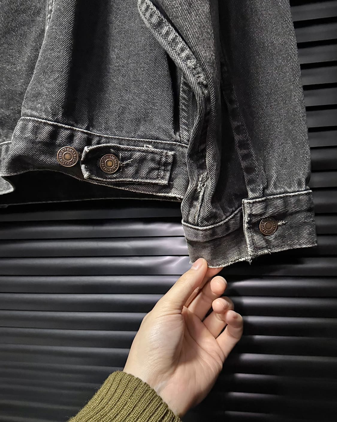 리바이스 90s 70507-4159 흑청 데님 워크 트러커 자켓 골덴 L 상품이미지4