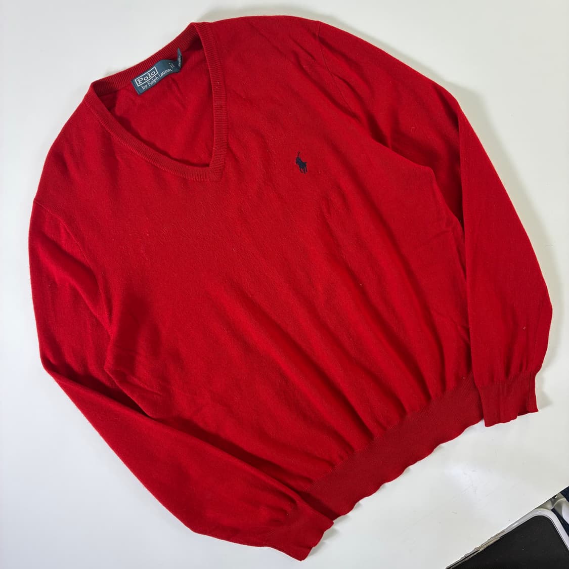 Polo 폴로 랄프로렌 램스울100% 레드 네이비포니 니트 상품이미지2