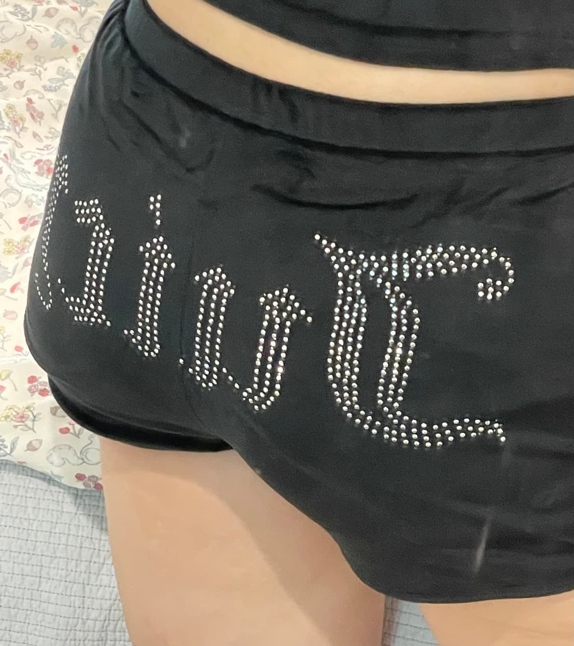 쥬시꾸뛰르 블랙 벨벳 탱크탑 반바지 셋업 잠옷 상품이미지2