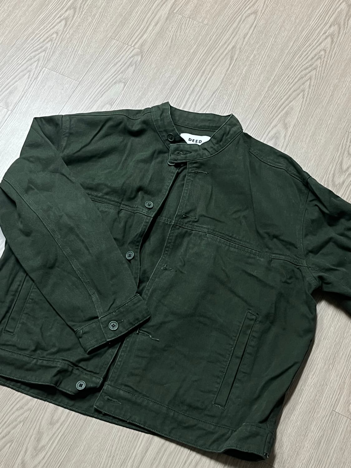 [새상품] 오버핏 카키 차이나카라 청자켓 상품이미지5