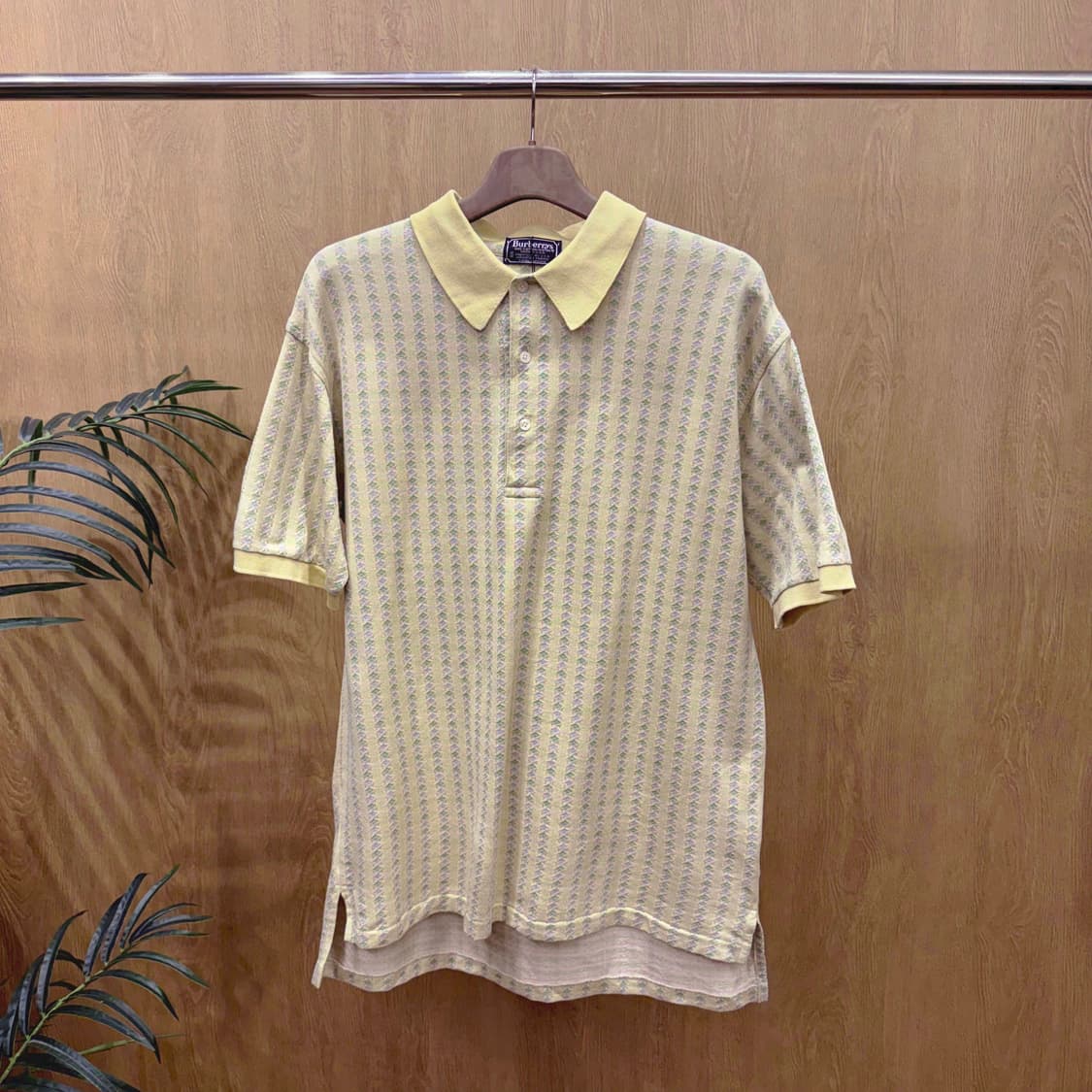 버버리 니트 PK 카라티 90s USA코튼 반팔 자카드 패턴 디테일 상품이미지1