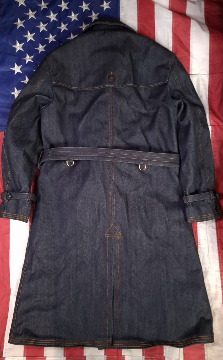 택새제품 WW1 대전용 Cidu Leatthers 데님 더블 트렌치코트 상품이미지9