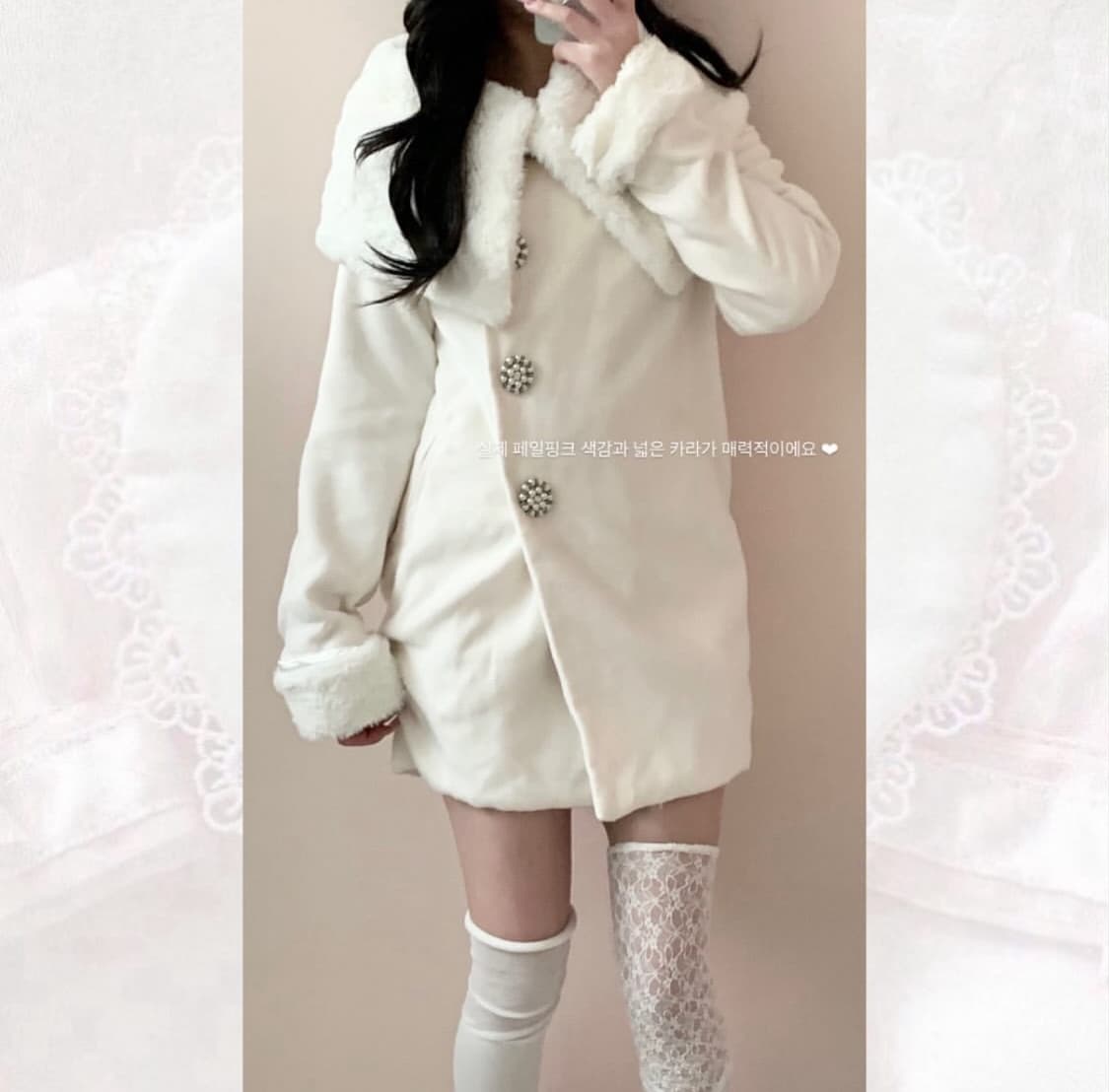 빈티지) 히메갸루 퍼 코트 일본 페일핑크 datura 리즈리사 트랄라라 상품이미지2