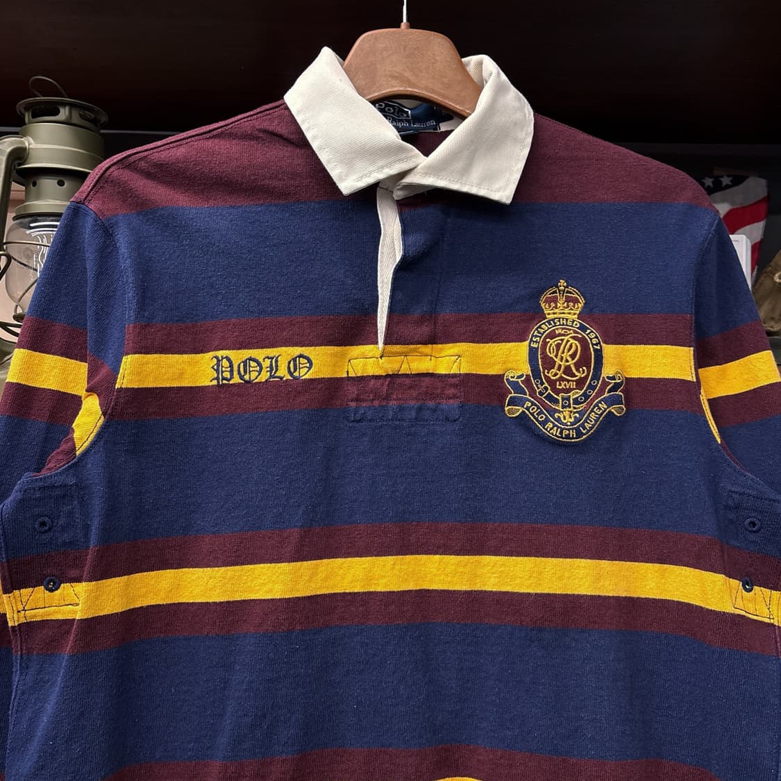 90s 폴로 랄프로렌 크라운 크레스트 스트라이프 럭비셔츠 N929 상품이미지3