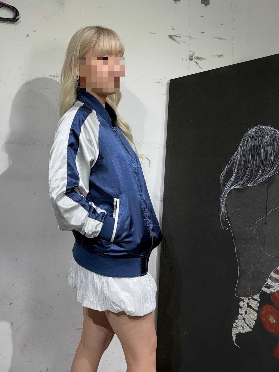 Jpn 일본 빈티지 리버시블 양면 스카잔 사틴 스카쟌 M 상품이미지1