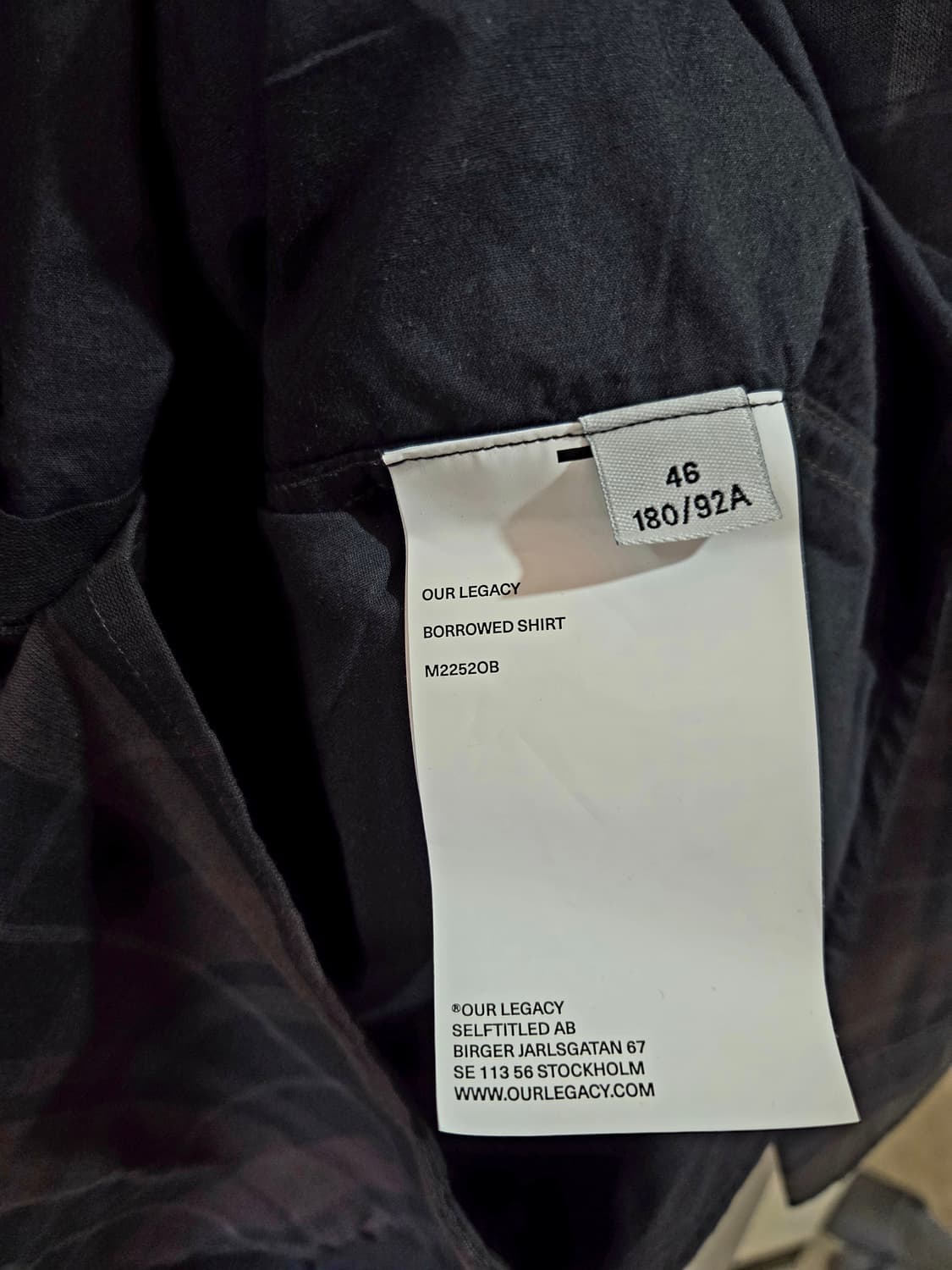 아워레가시 보로우드 셔츠 블랙 시어 섀도우 체크 사이즈46 상품이미지5