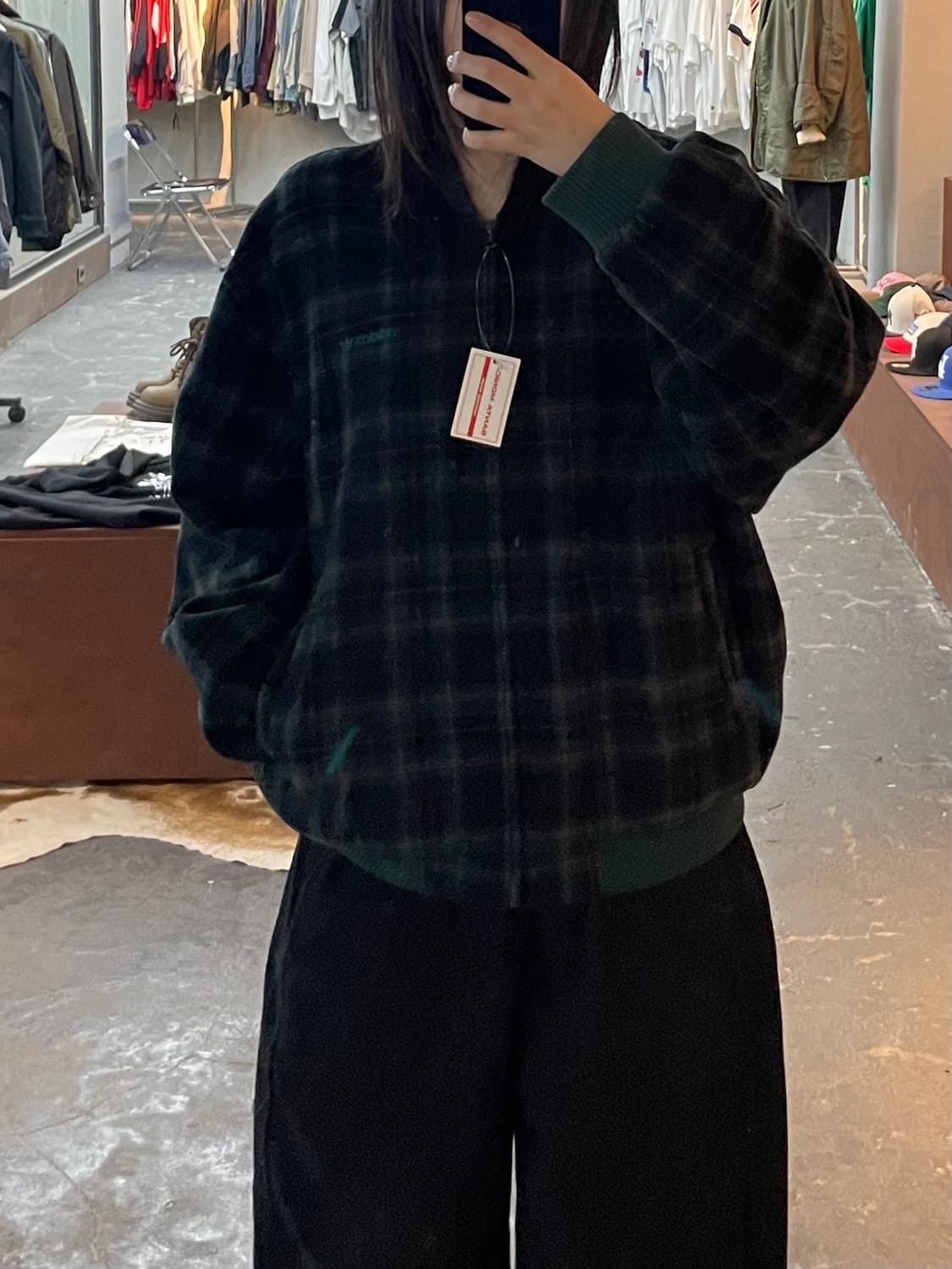 아디다스 빈티지 그린 체크 리버시블 자켓 H1709 상품이미지1