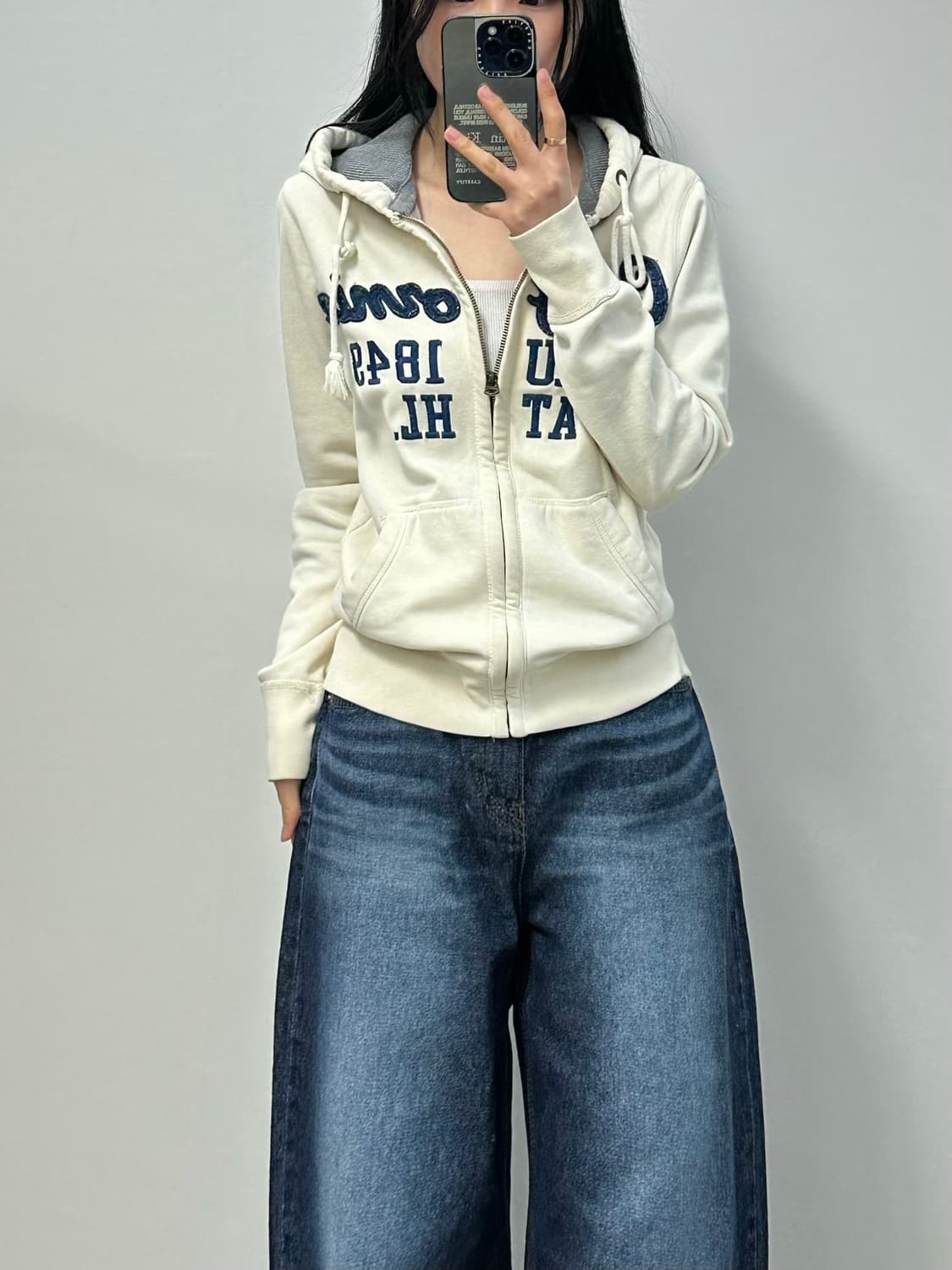 후아유 y2k 와투케 아이보리 후드집업 상품이미지1