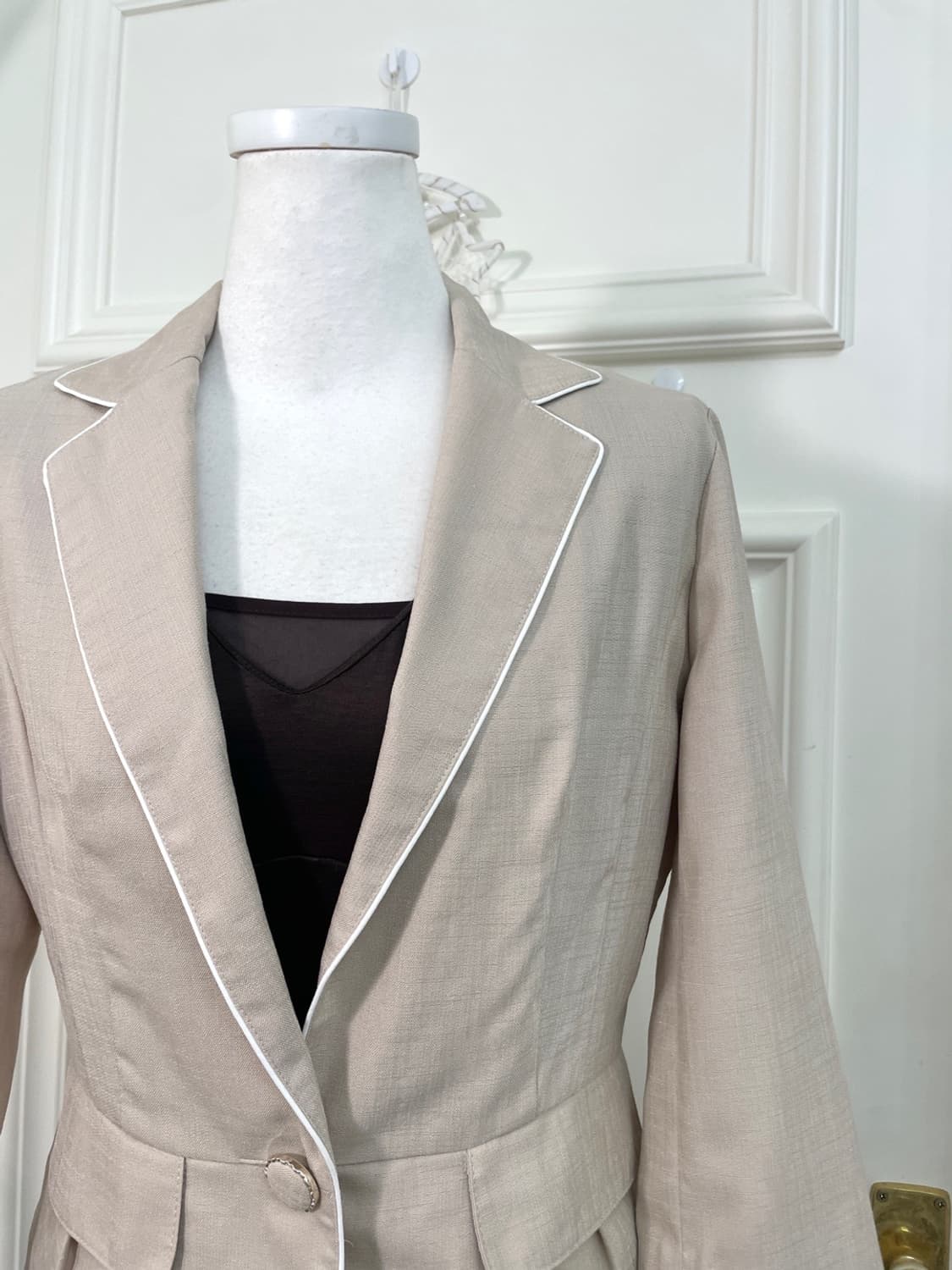 beige white line summer jacket(size-9) 상품이미지7