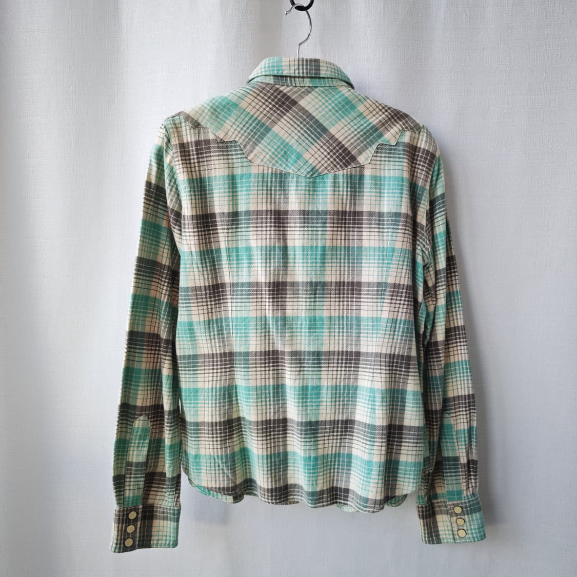 더블알엘 RRL 랄프로렌 플래드 웨스턴 셔츠 민트 차콜 그레이 L 상품이미지8