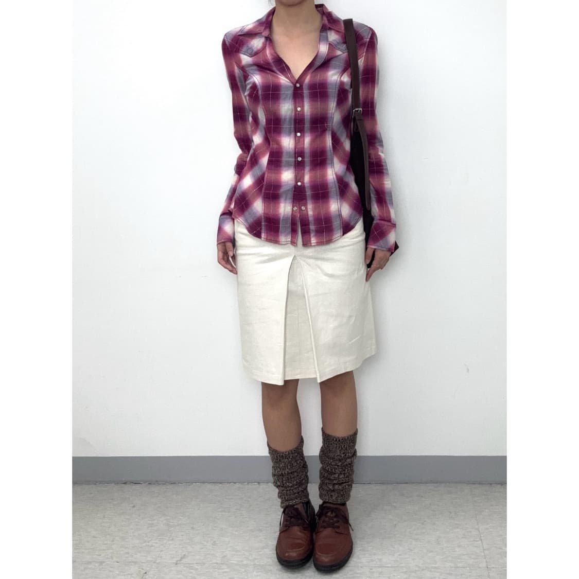 빈티지 아이보리 미디 스커트 상품이미지7