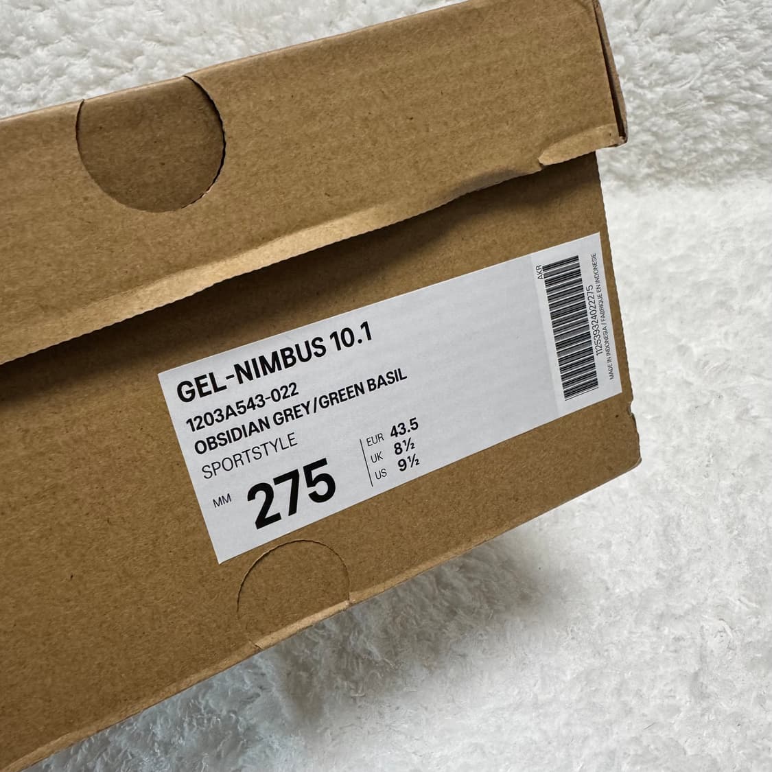 아식스 젤 님버스 10.1 옵시디언 그레이 그린 바질 275 size 상품이미지9
