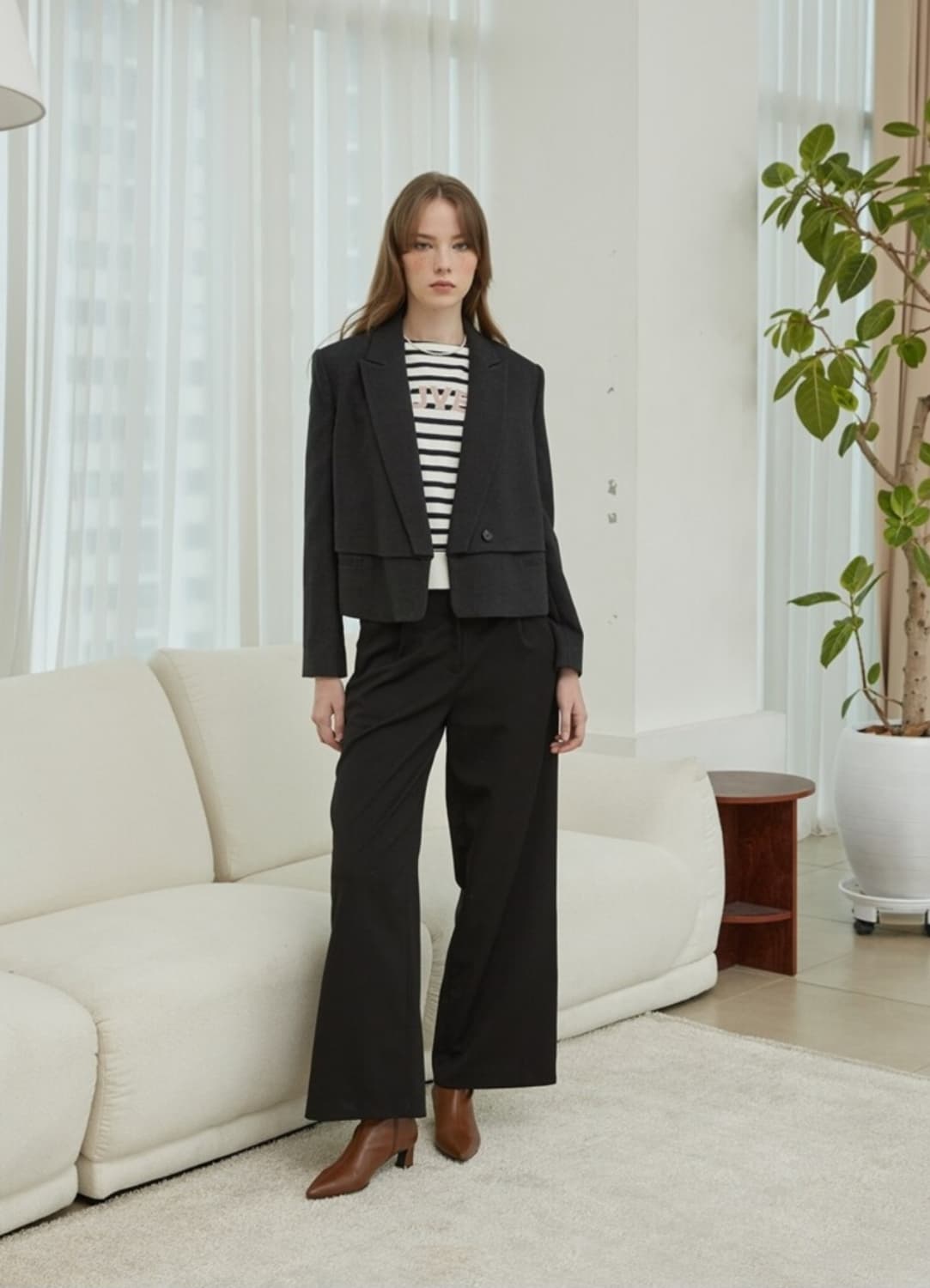 나이스클랍 스트라이프 자카드 니트 탑 프리사이즈 상품이미지3