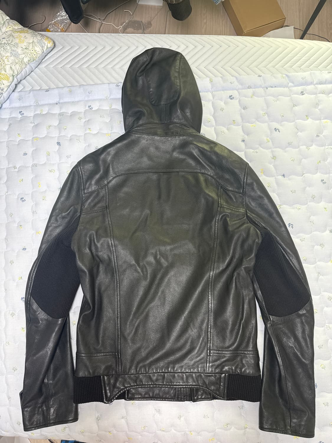 헬무트랭 00ss 아카이브 닌자 후드 사선 집업 램스킨자켓 상품이미지2