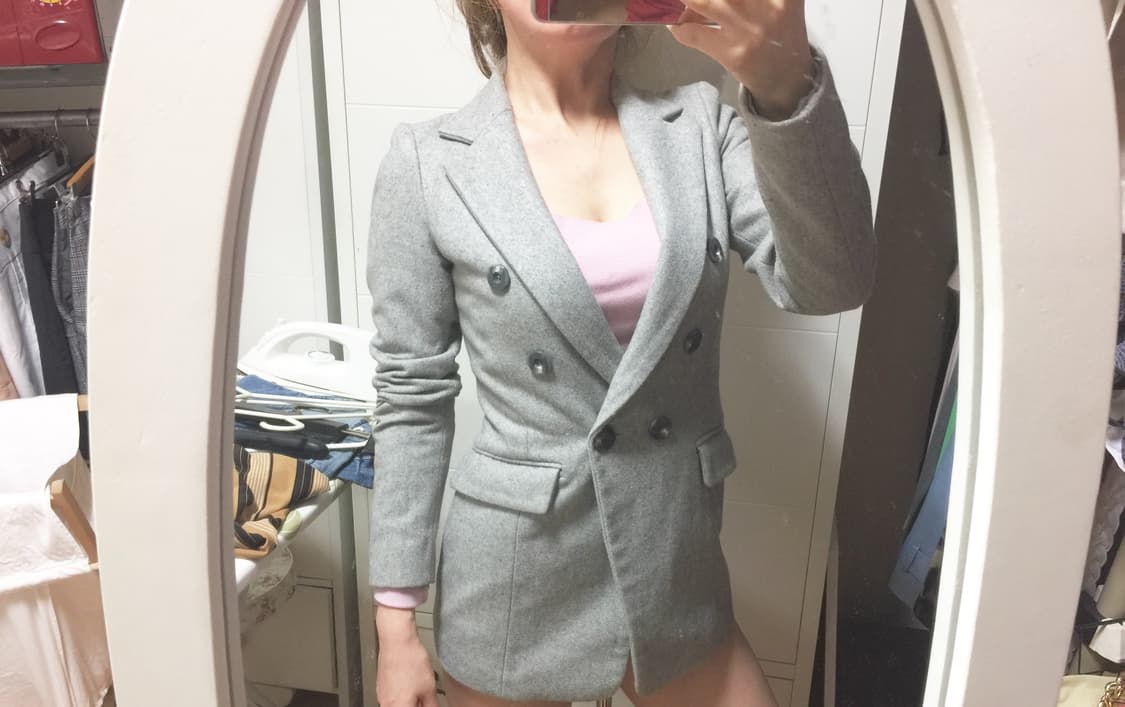 44~55 연그레이 더블 모직 자켓 상품이미지1