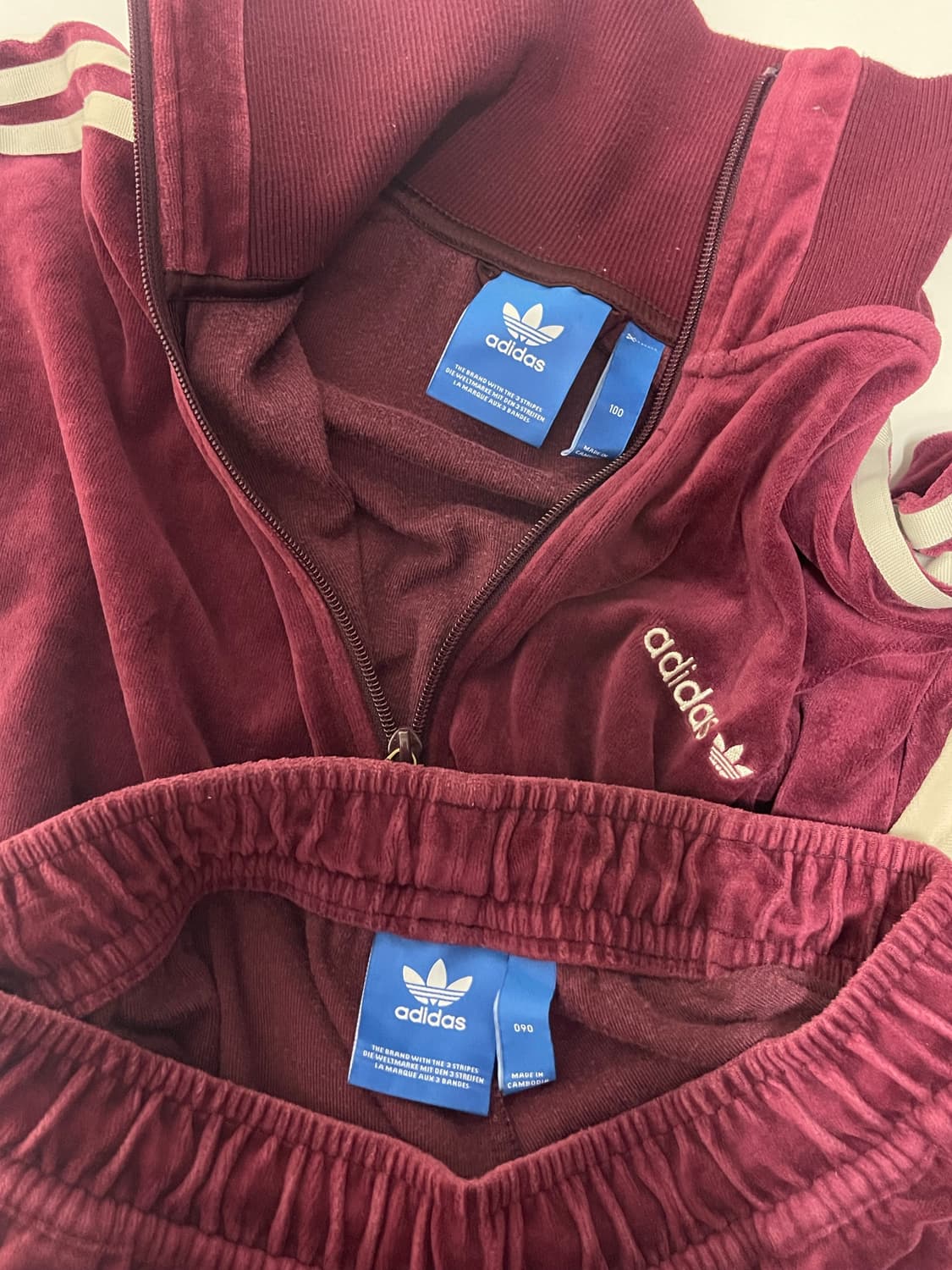 아디다스 벨벳 트레이닝 세트 버건디 100 상품이미지8
