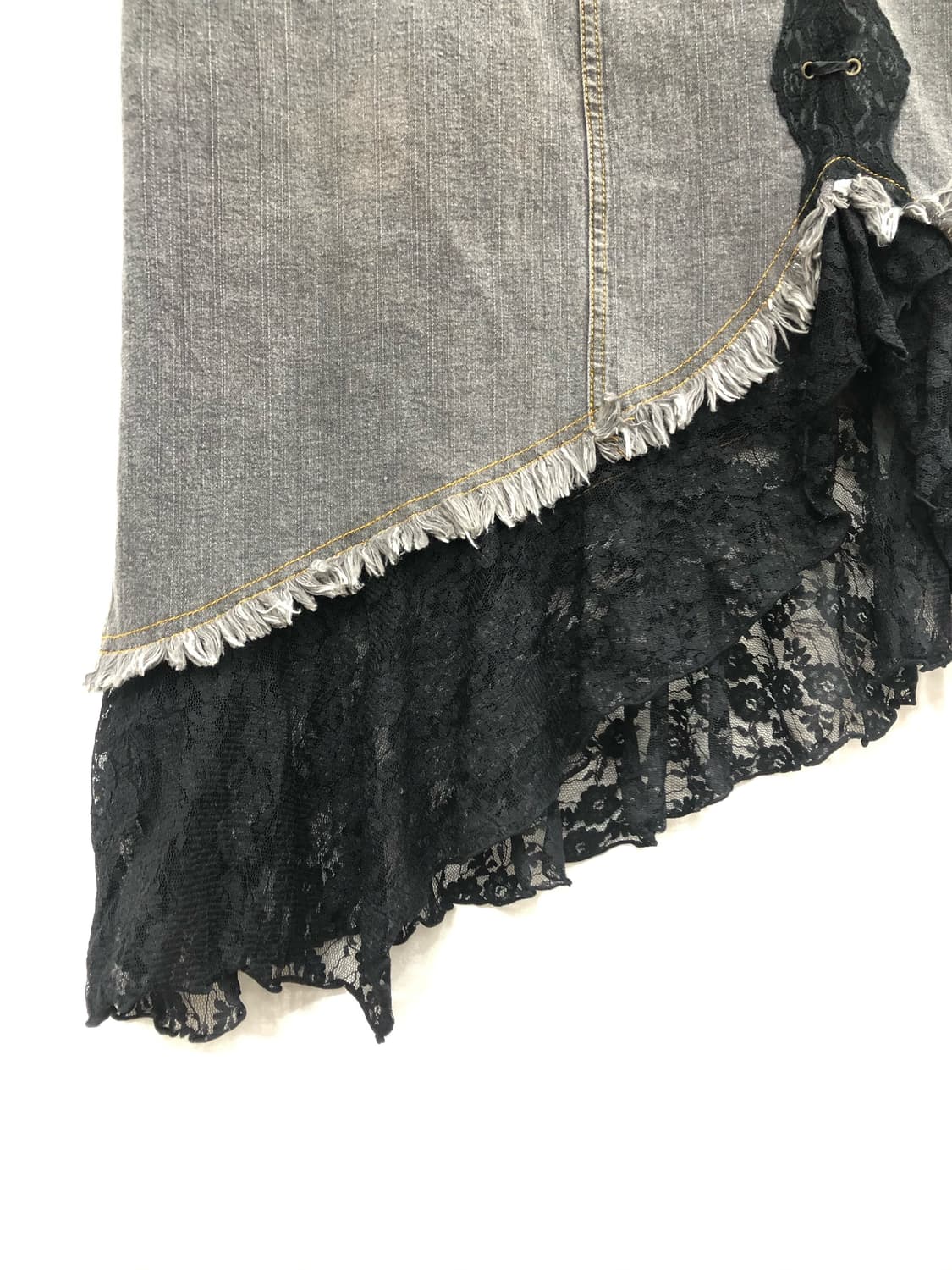black lace&eyelet gray denim midi skirt 상품이미지6