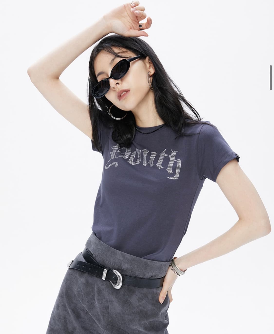 유스크루 YK민지 티셔츠_차콜 상품이미지2