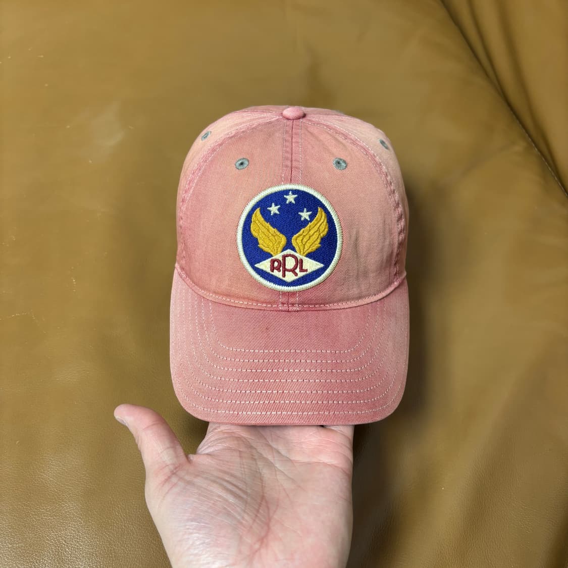 RRL 더블알엘 랄프로렌 폴로 윙로고 6패널 볼캡 모자 워시드 레드 상품이미지2