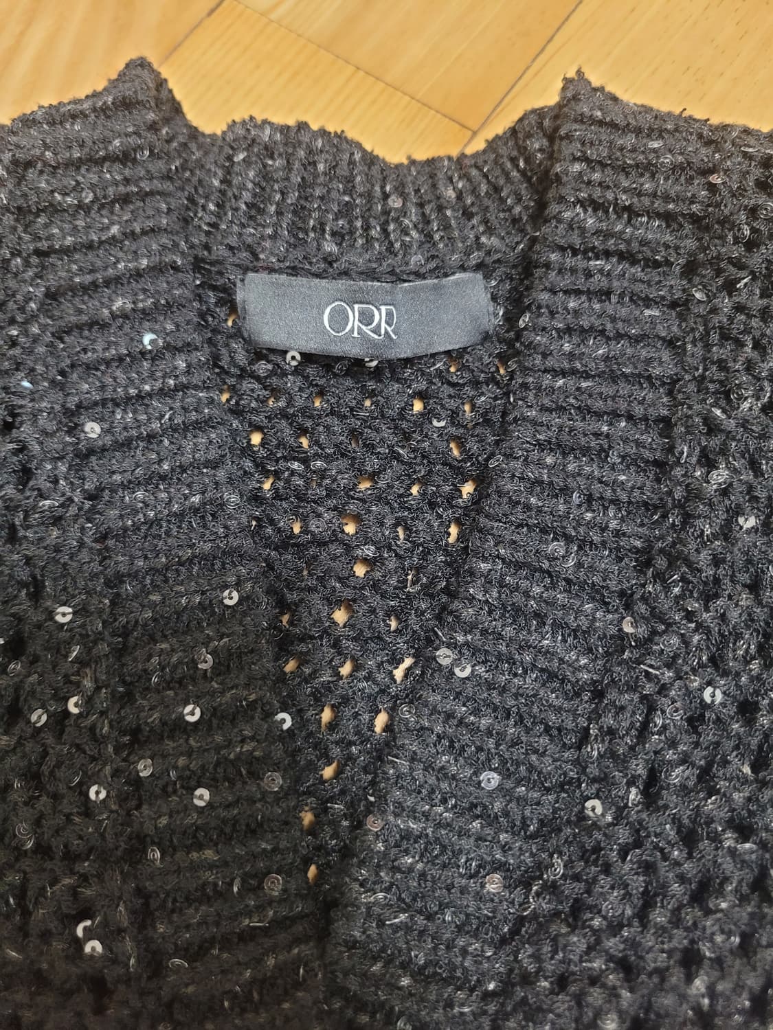ORR 오르 블랙 스팽글 니트 가디건 S사이즈 상품이미지3