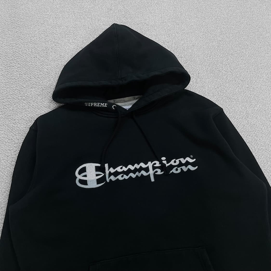 슈프림 x 챔피온 더블 로고 후드티 블랙 상품이미지2
