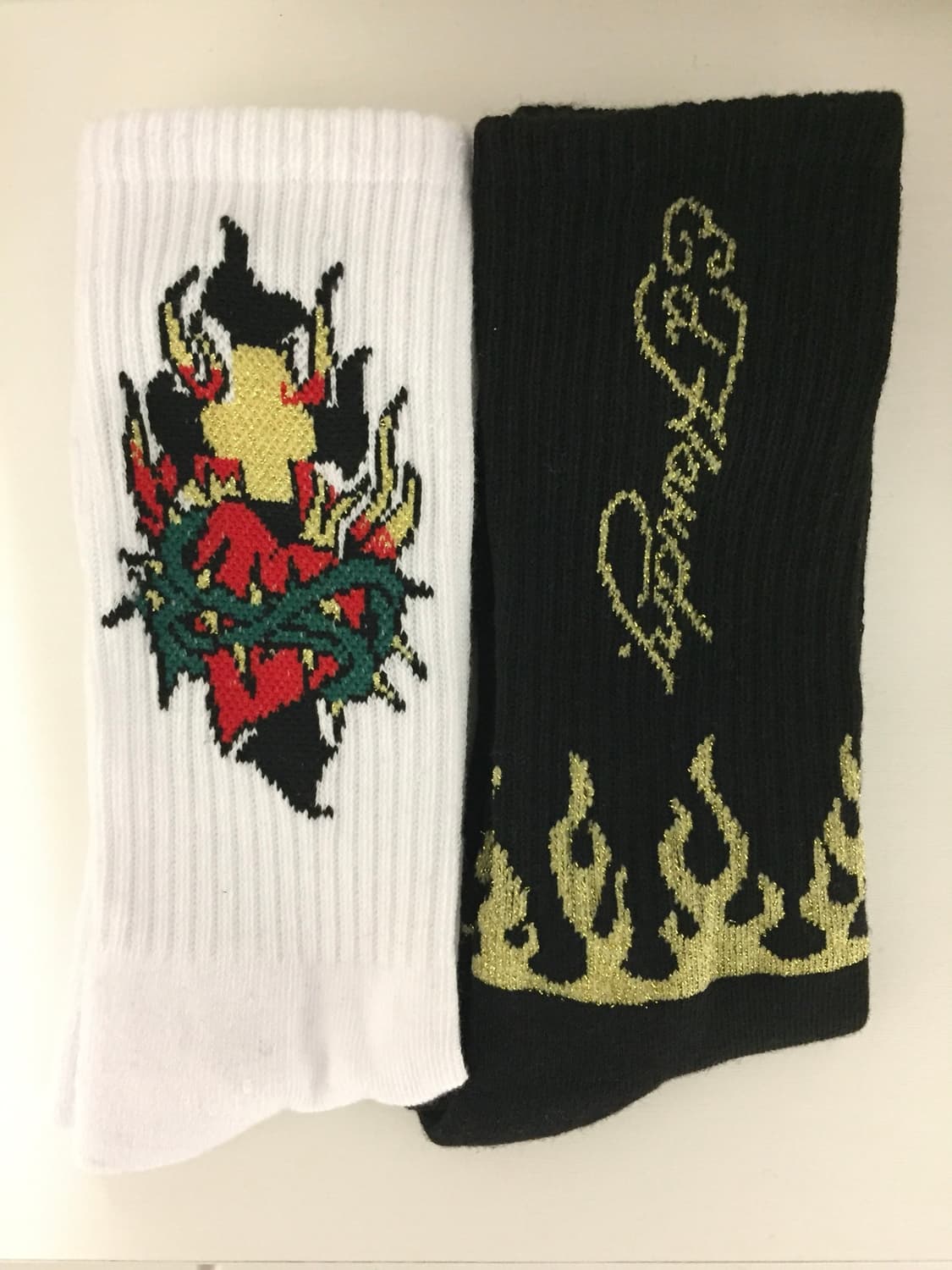 Ed Hardy 블랙 골드 불꽃 양말 상품이미지3