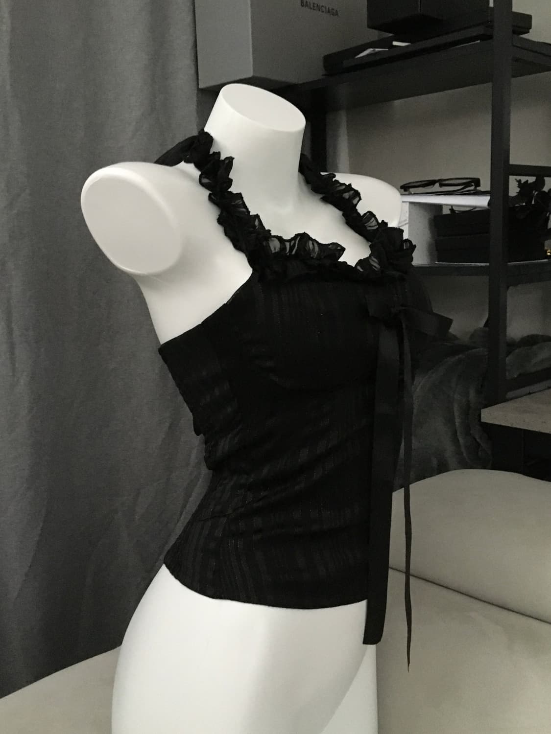 ༒ lace ribbon halter top 상품이미지2