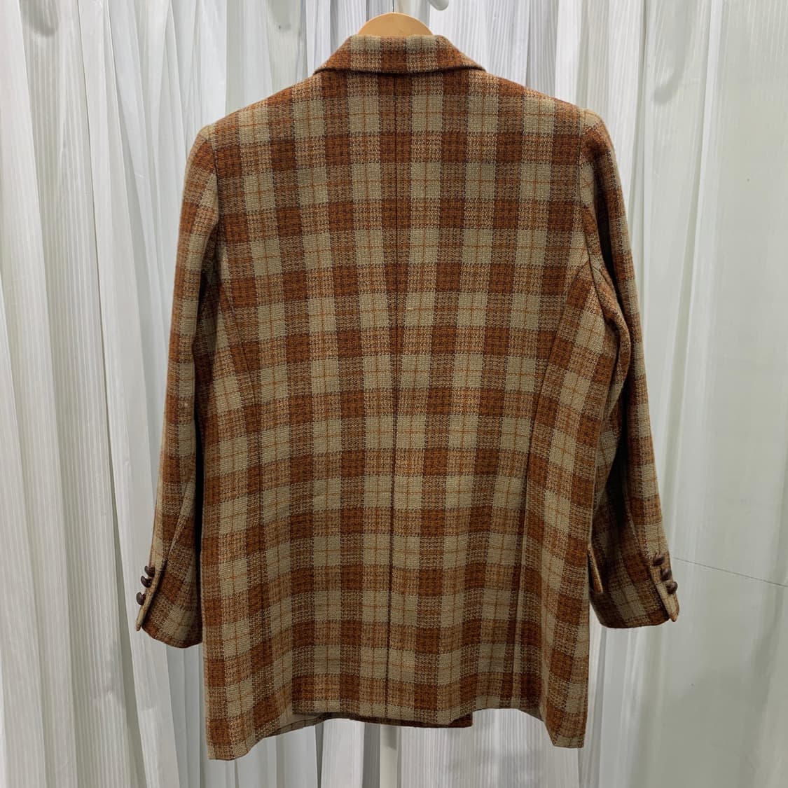일본 빈티지 OLEART 울 체크 더블 자켓 1679 상품이미지3