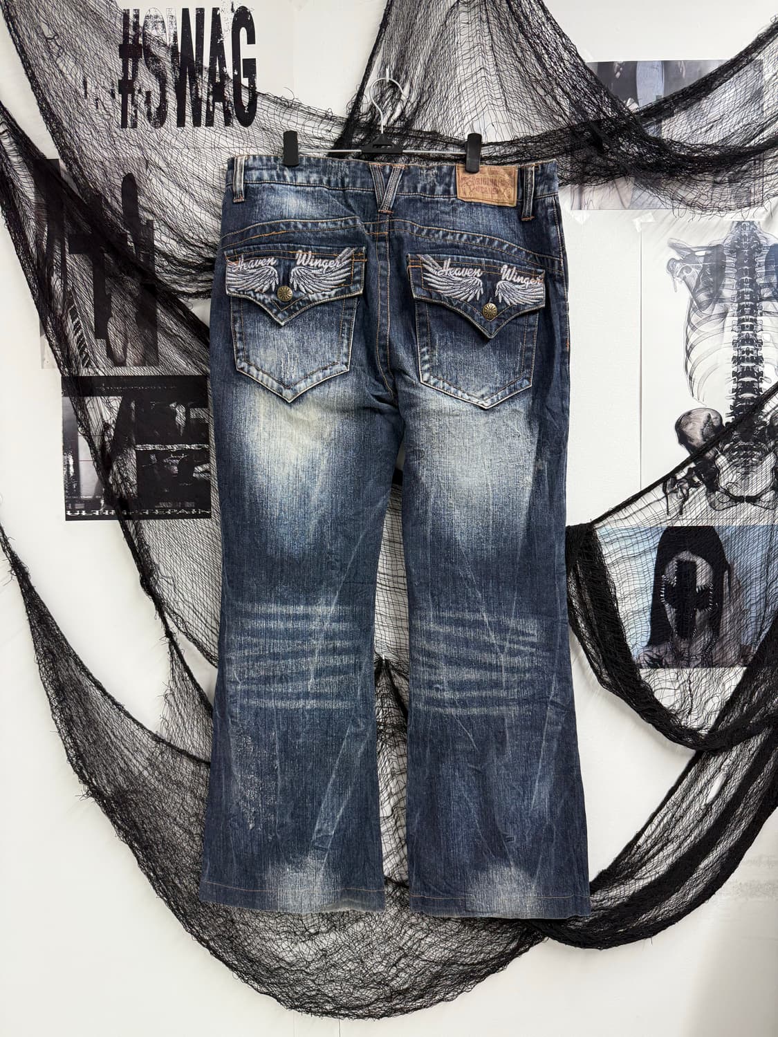 Wing embriodery washing jeans 상품이미지1