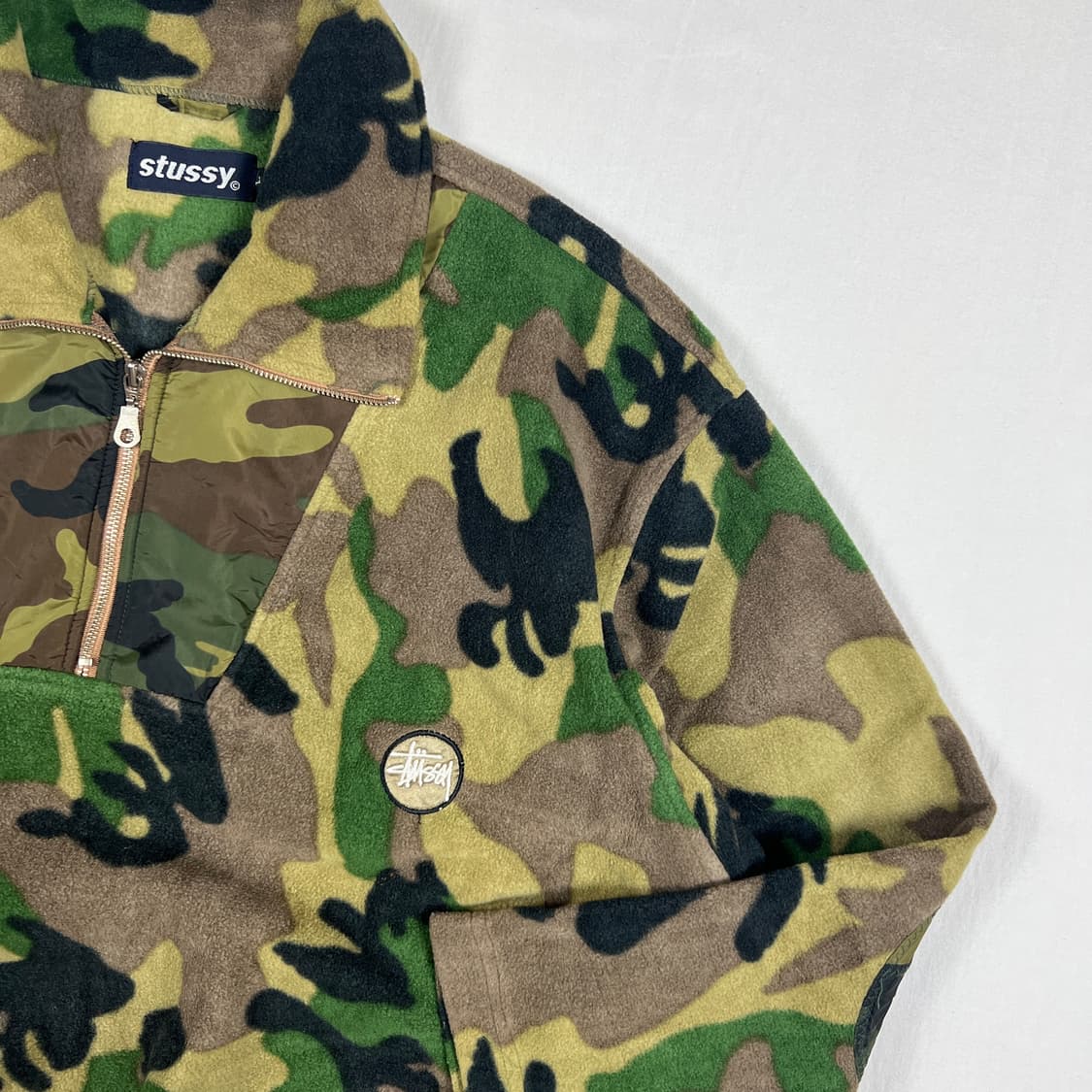 90‘s 스투시 stussy 로고 카모플라쥬 풀오버 플리스 자켓 상품이미지3