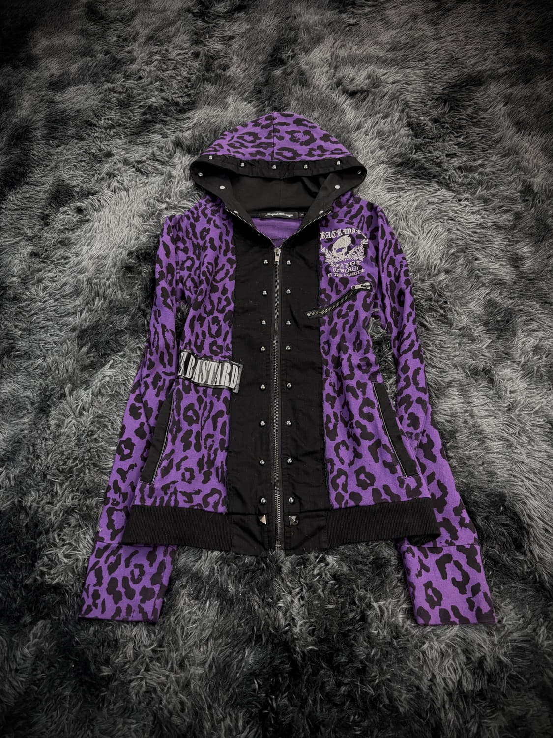 Sexpot Revenge 퍼플 호피 펑크 후드집업 상품이미지1