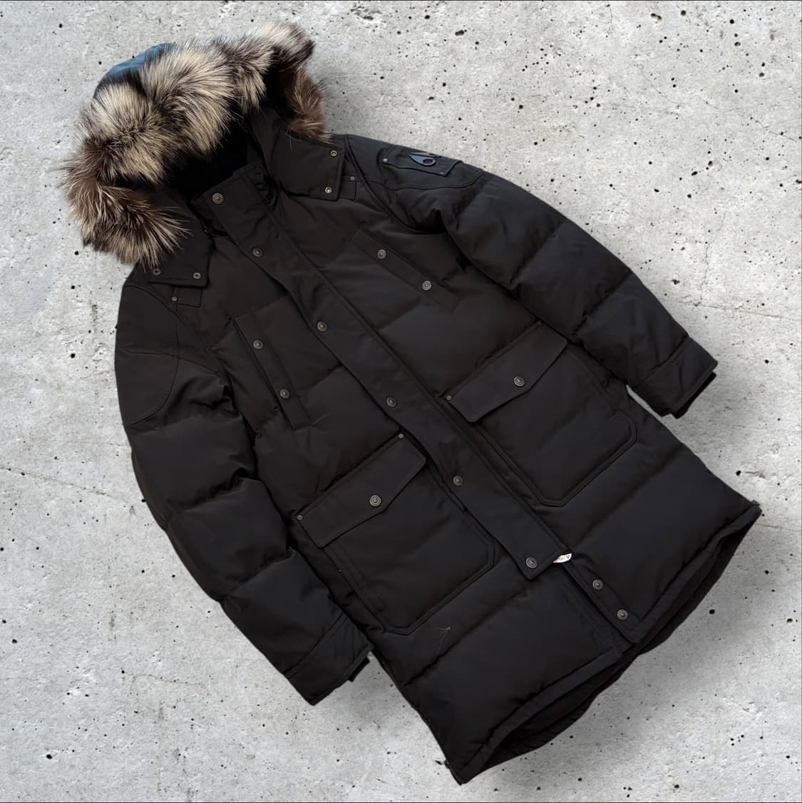 [M] 무스너클 온타리오 수입택 블랙 패딩 점퍼 폭스퍼 후드 C985 상품이미지1