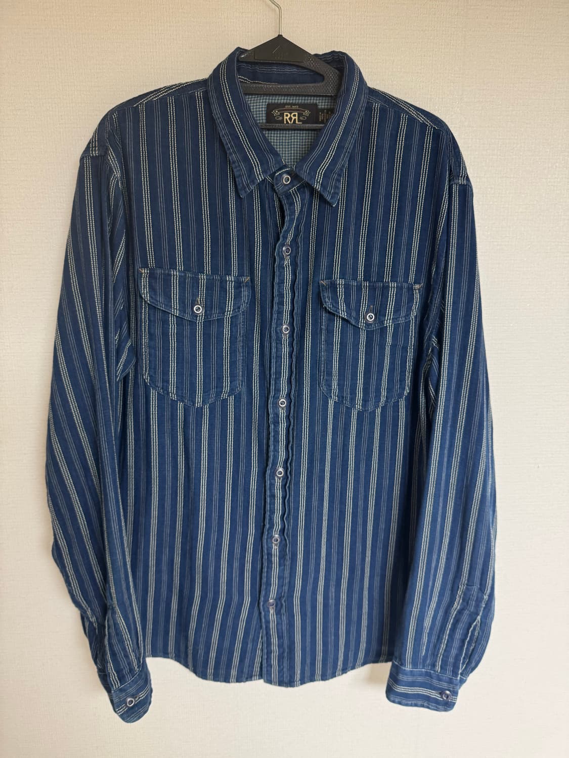 L RRL 더블알엘 인디고 더블페이스 스트라이프 셔츠 자켓 상품이미지1