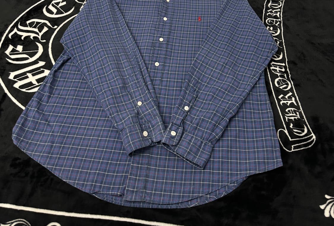 폴로 블루 체크 셔츠 2XL 상품이미지6