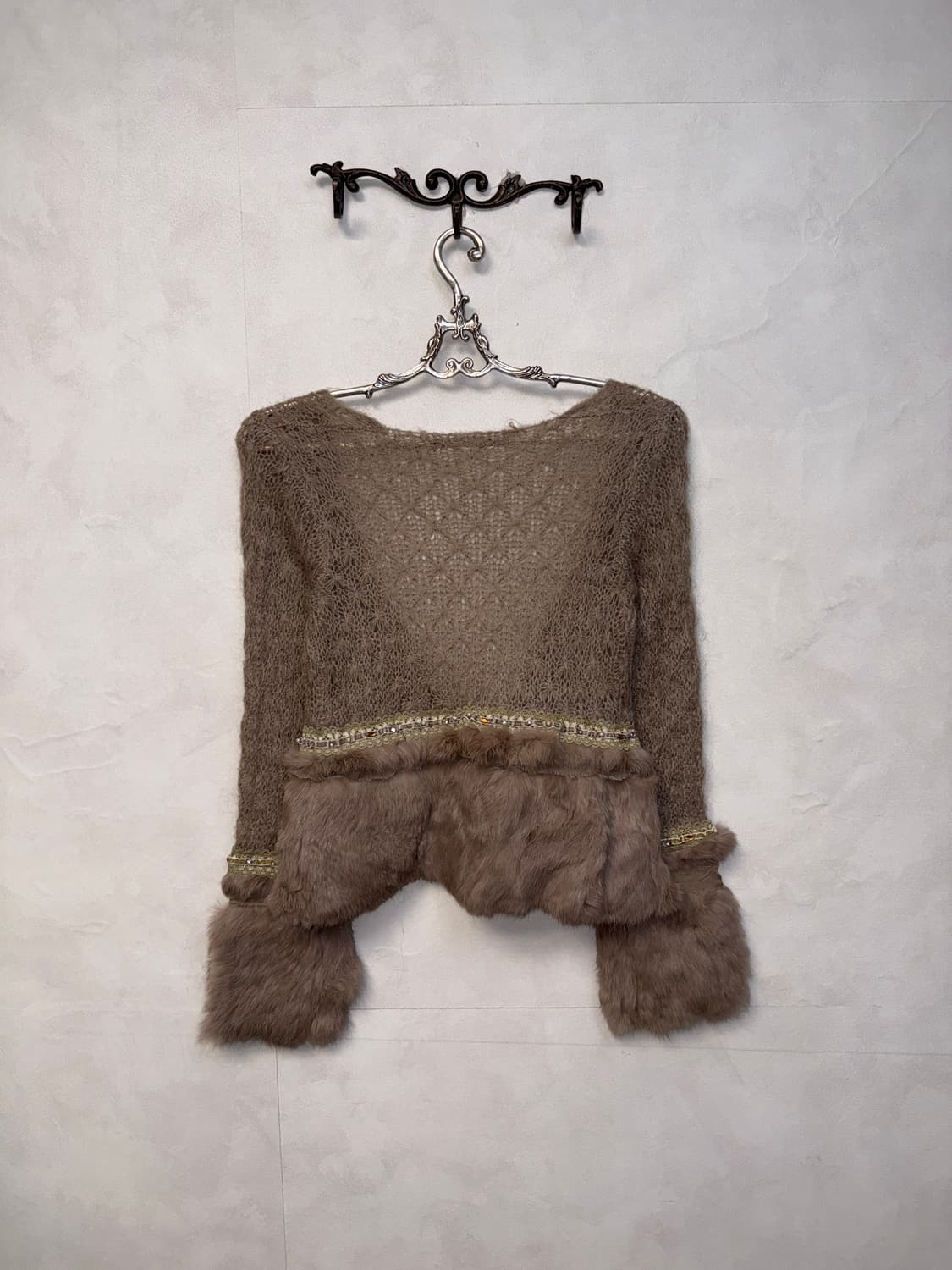 Ash beige fairy rabbit fur cardigan 상품이미지3