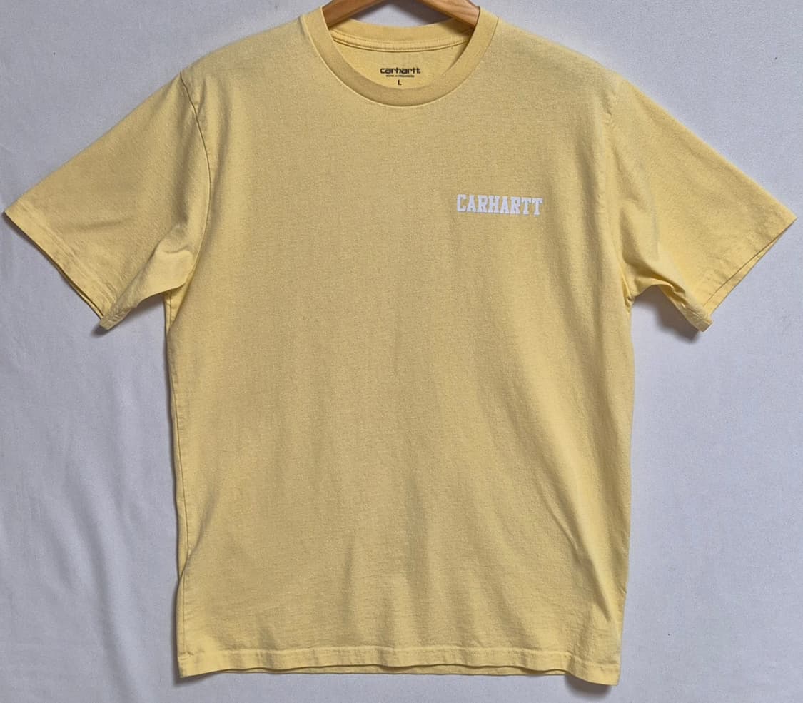 L (100) 칼하트 WIP 스크립트 라이트옐로우 반팔티 상품이미지1