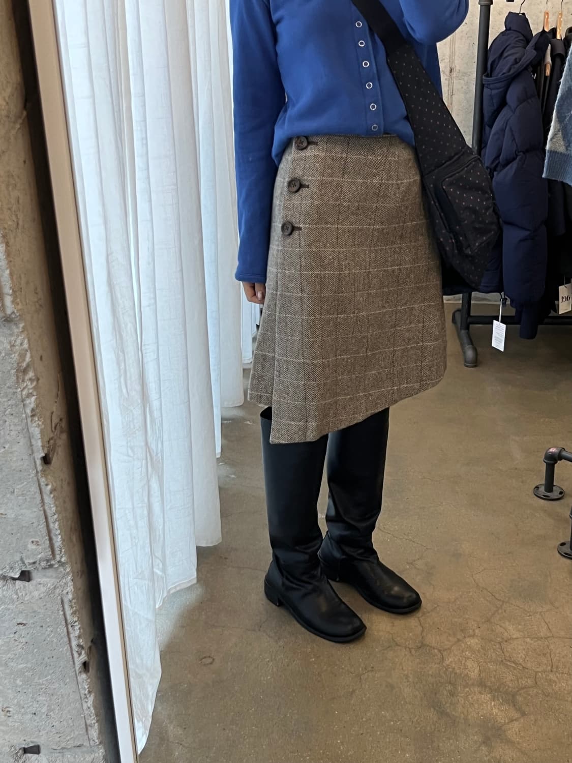 언발란스 트위드 스커트 브라운 상품이미지5
